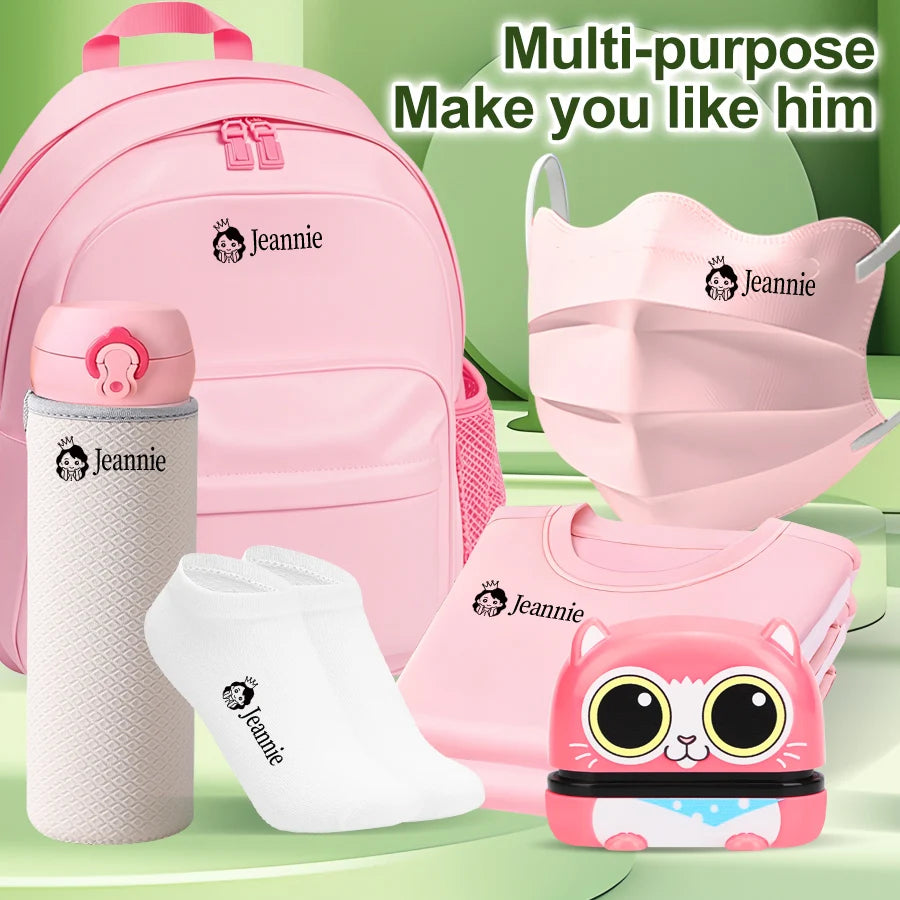 Custom Stamp for Children-Personalized Waterproof Seal Kit with Engraved Names,Ideal for Kindergarten Gift & Multilingual Orders