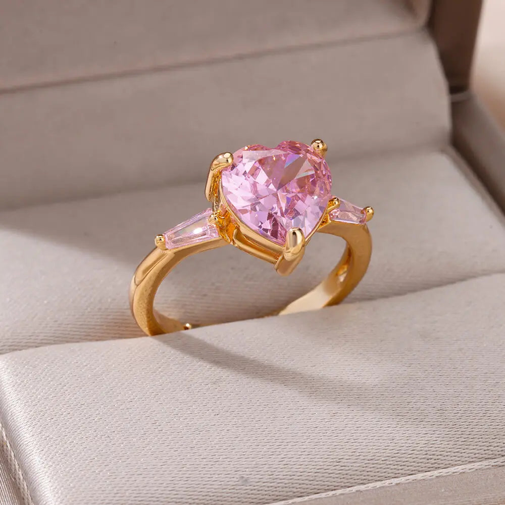 Pink Zircon Heart Ring