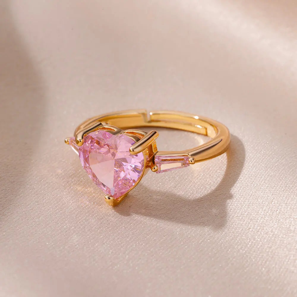 Pink Zircon Heart Ring