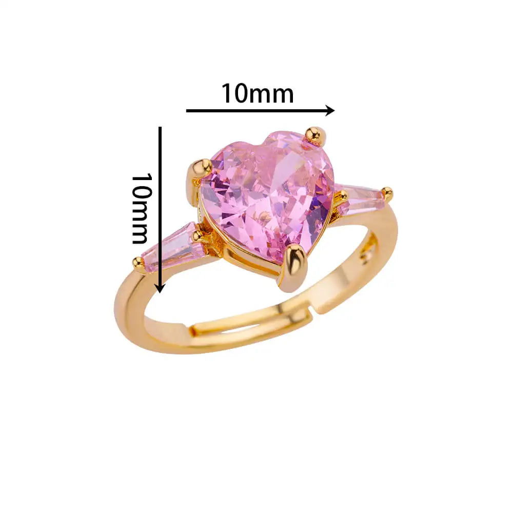 Pink Zircon Heart Ring