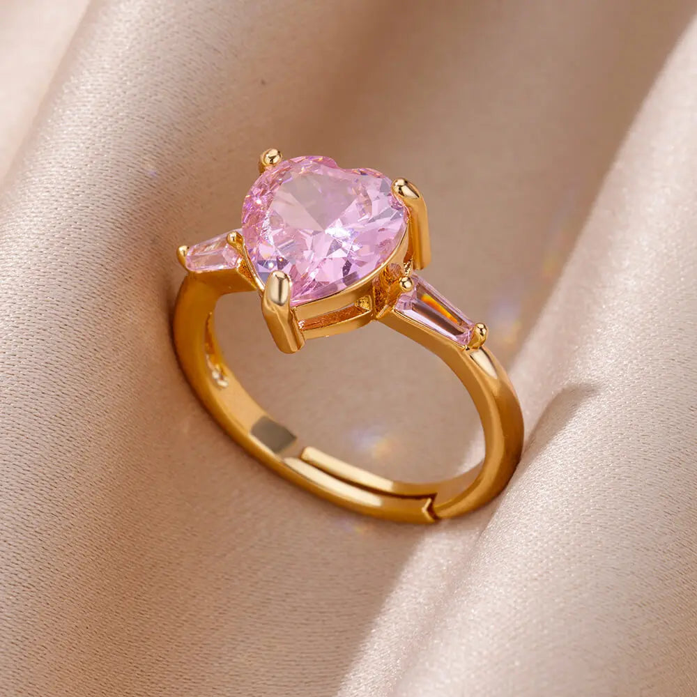 Pink Zircon Heart Ring